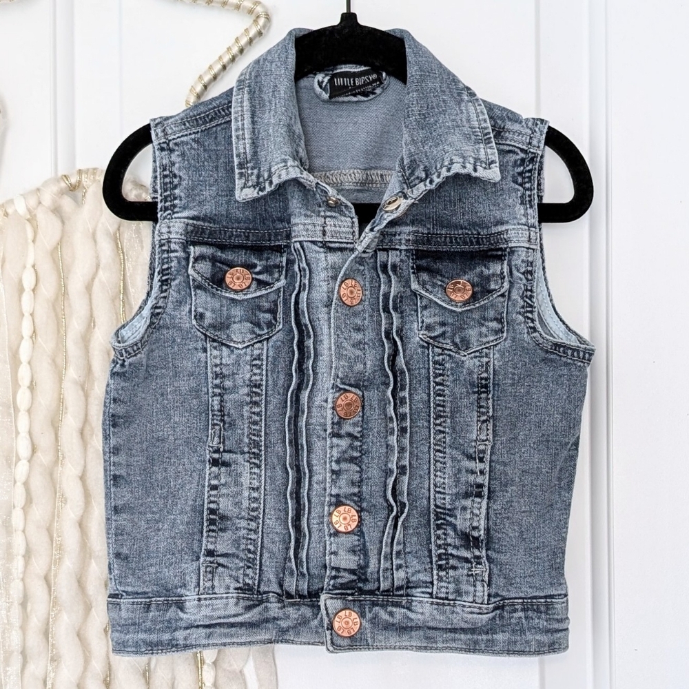 Little Bipsy Toddler Denim Vest, 12-18m